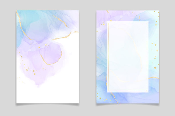 紫色和蓝绿色液体水彩背景图片下载