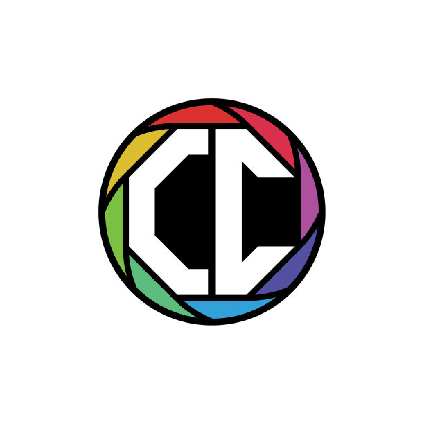 Cc字母组合多边形彩虹图片下载
