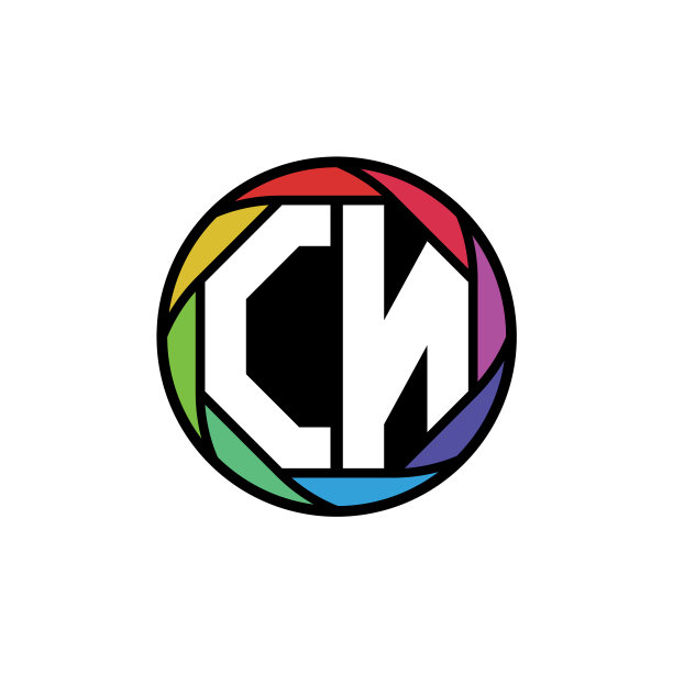 Cn字母多边形彩虹图片下载