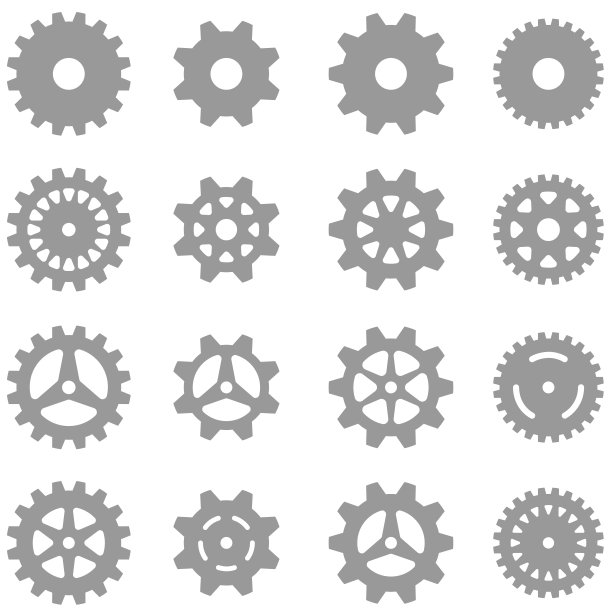 简单的齿轮图标集矢量插图。图片下载