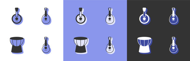 设置吉他班卓琴，非洲达布卡鼓和图片下载