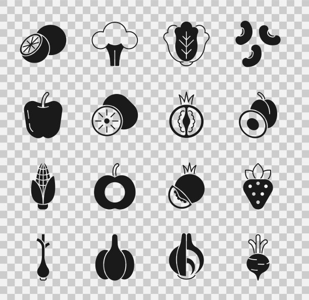 Set甜菜草莓李子水果卷心菜猕猴桃图片下载