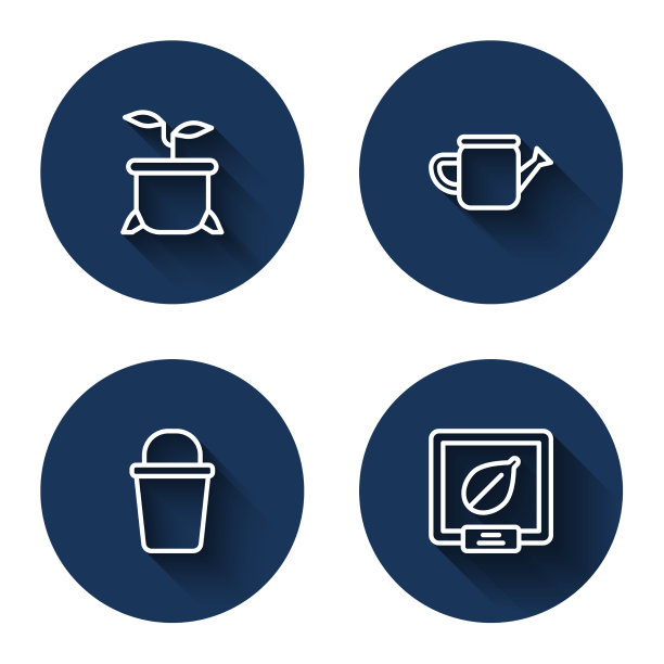 在花盆中设置行植物浇水罐和水桶图片下载