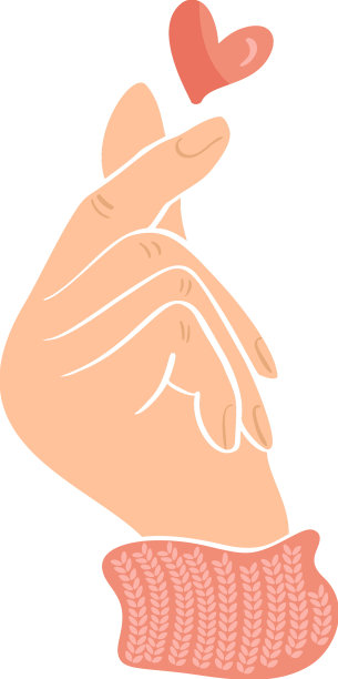 手绘涂鸦的手显示心与手指图片下载