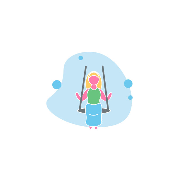 女人骑在秋千上五颜六色的剪贴画骑图片下载