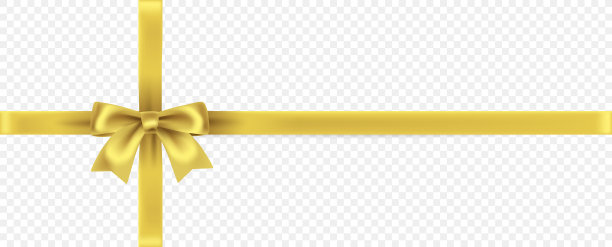 透明背景上的金色丝带图片下载