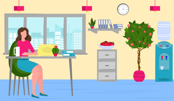 在办公室用笔记本电脑工作的女人图片下载