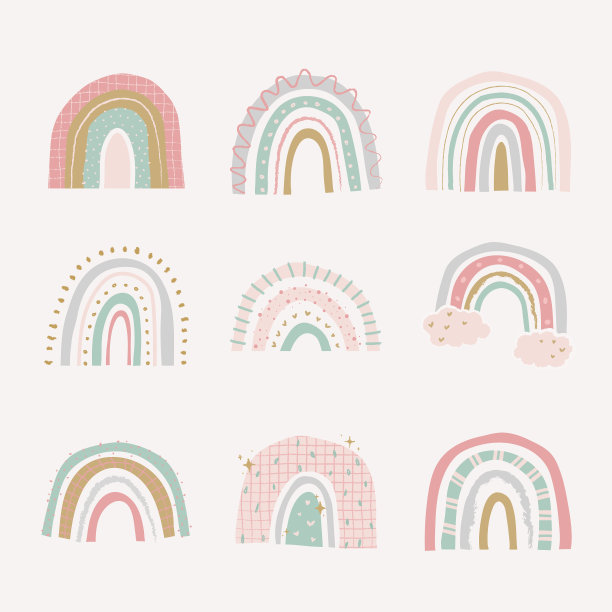 可爱的彩虹在涂鸦风格的集合图片下载