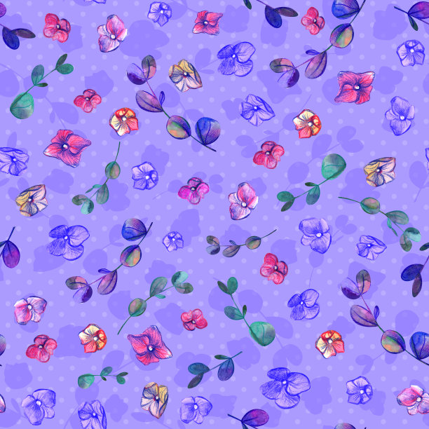 天衣无缝的可爱图案，用水彩画上五颜六色的小花图片下载