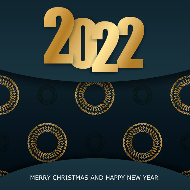 2022年节日贺卡圣诞快乐深蓝色带图片下载