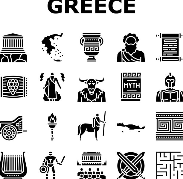 古希腊神话历史图标集图片下载