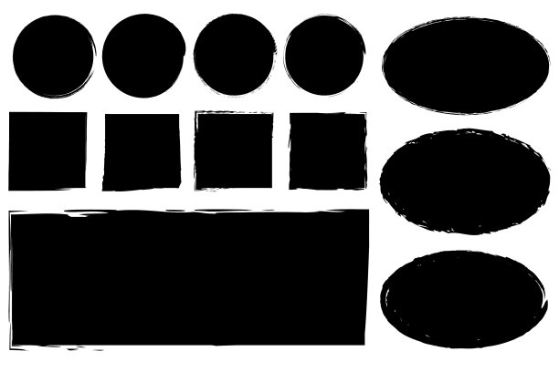 墨色几何图形图标方形矩形椭圆形图片下载