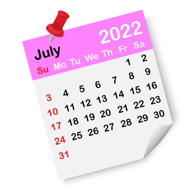 2022年7月月历叶粉页夏季图片下载
