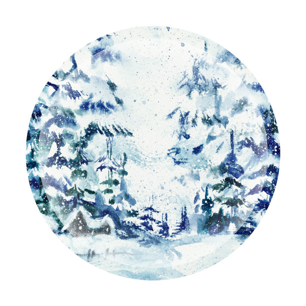 冬季村庄景观与降雪图片下载