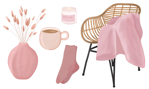 一套舒适的家庭花瓶与干花图片下载