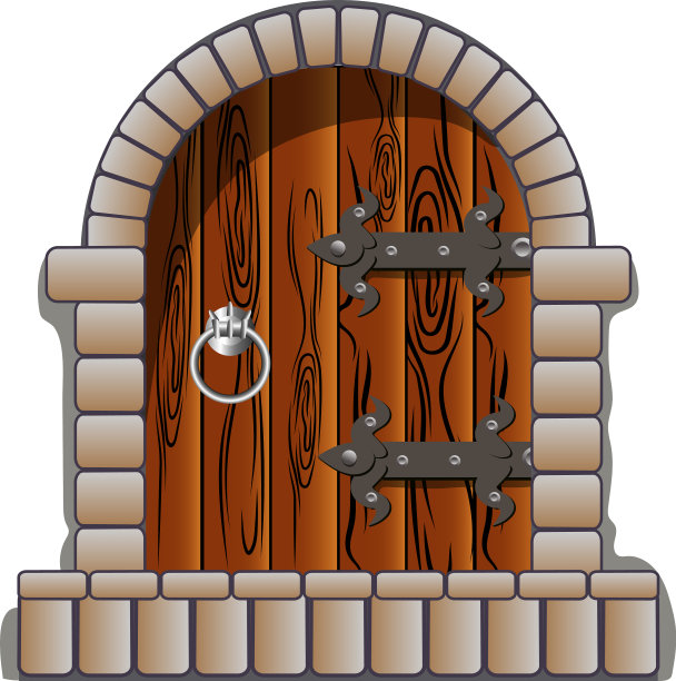 城堡门中世纪卡通和童话图片下载