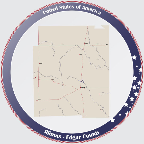 伊利诺斯州埃德加县地图图片下载