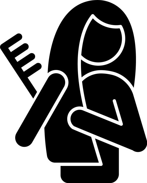 刷头发黑色字形图标图片下载