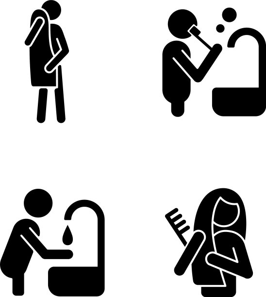 日常生活的黑色象形图标设置在白色图片下载