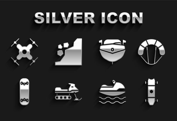 设置雪地摩托降落伞长板或滑板图片下载