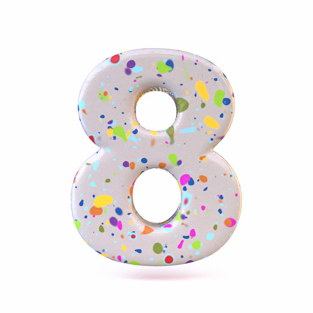 彩色水磨石图案字体8号8 3D图片下载