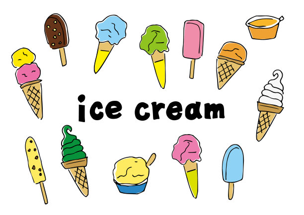手绘冰淇淋插画套装(彩色)图片下载