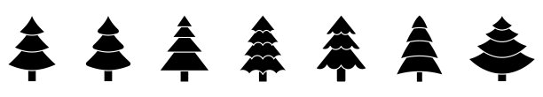 圣诞树图标集的黑色树图标图片下载