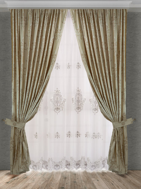 漂亮的窗帘有个挂钩。图片下载