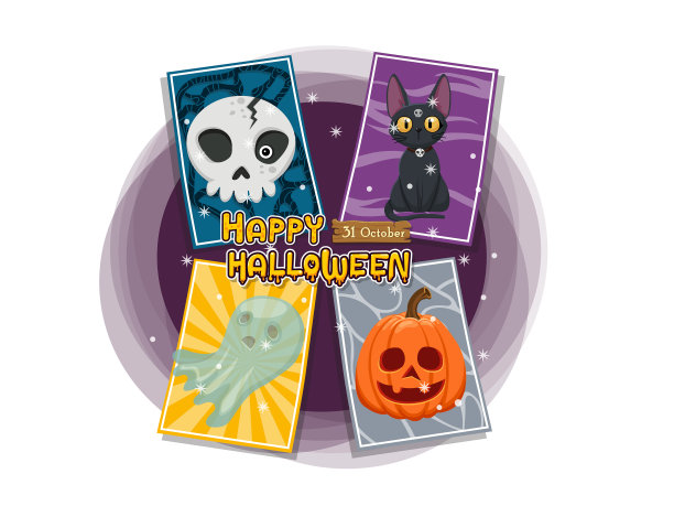 万圣节设定贺卡图标概念图片下载