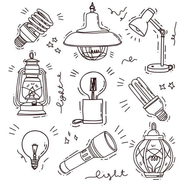 可爱的灯泡和灯图片下载