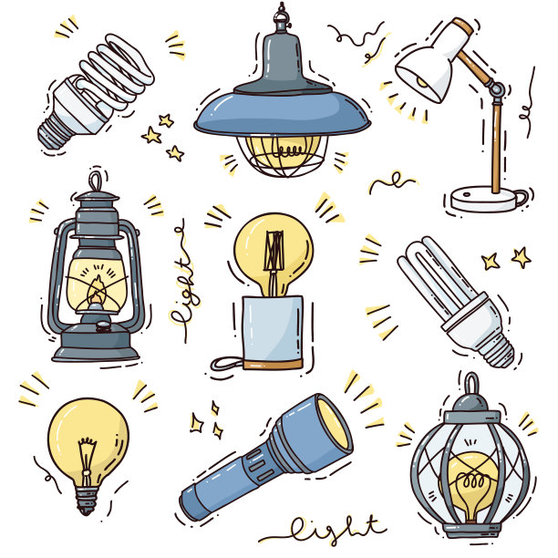 可爱的灯泡和灯图片下载