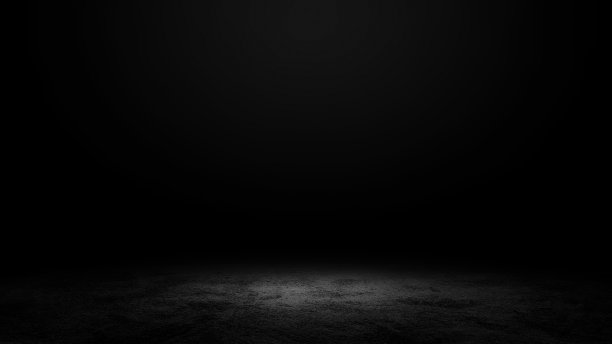 水泥地面和黑色的墙壁背景。黑色的画室背景。用作产品展示的蒙太奇图片下载