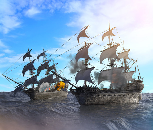 海战与航行海盗船3d渲染图片下载