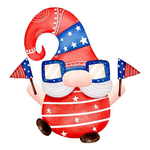 可爱的数字绘画水彩小矮人元素。图片下载