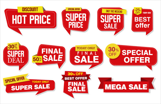 现代超级销售贴纸和标签五彩缤纷的收藏图片下载