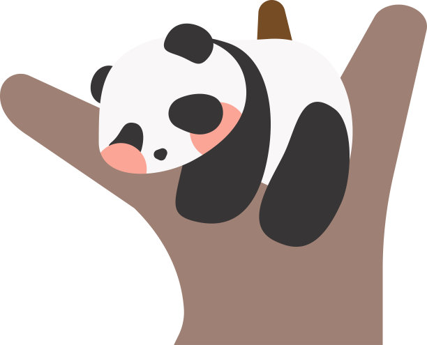 可爱的卡通熊猫宝宝。熊猫爬在树上，紧紧抓住树干。黑色和白色的熊猫。卡通插图，矢量，EPS10图片下载