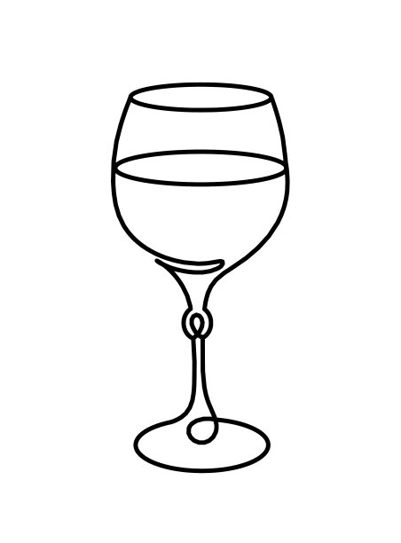 在白色背景上画线酒杯图片下载
