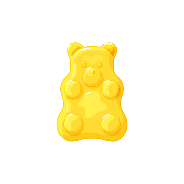白色孤立背景上的黄色果冻熊图片下载
