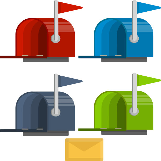 红色的信箱里装着黄色的信图片下载