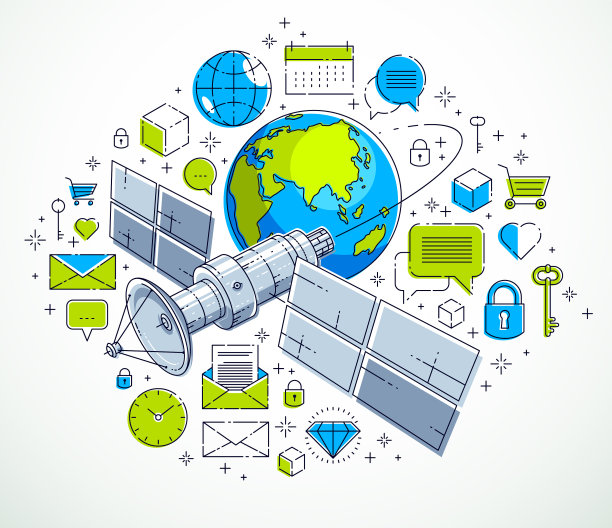 行星地球和卫星的轨道飞行图片下载