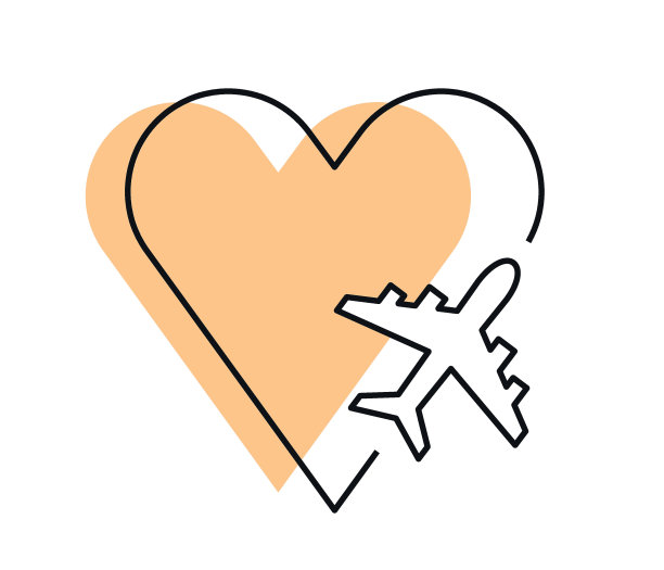 心形图标的飞机概念。孤立在白色背景。浪漫婚礼之旅，蜜月之旅。矢量图图片下载