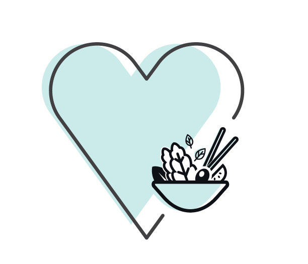 沙拉和心形图案。素食和纯素食健康食品插图。健康饮食背景横幅。图片下载