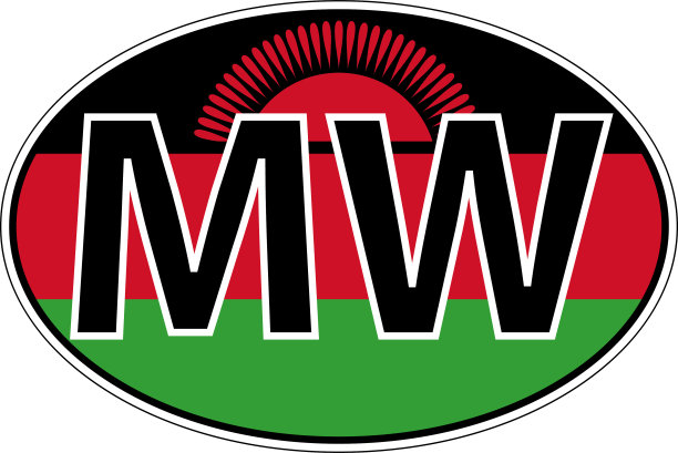 马拉维MW旗帜标签不干胶汽车，国际牌照图片下载