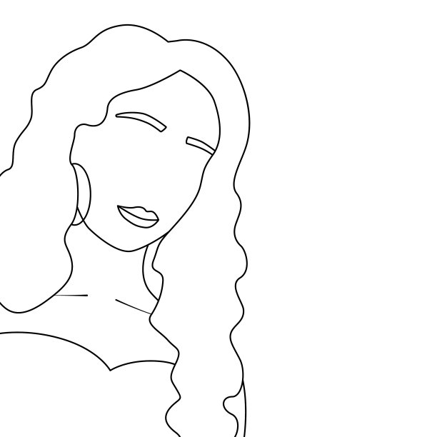 时髦的化身线轮廓轮廓女人女孩的脸图片下载