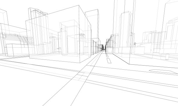 3d城市景观建筑和道路图片下载