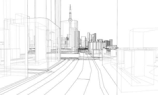 3d城市景观建筑和道路图片下载