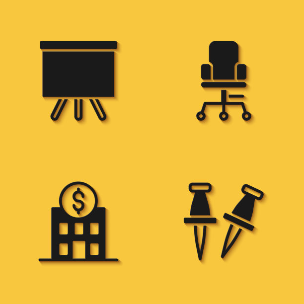 设置黑板、图钉、银行、大楼和办公室图片下载