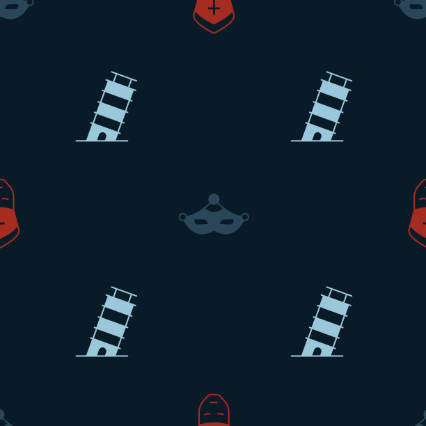 在比萨设置教皇狂欢节面具和斜塔图片下载