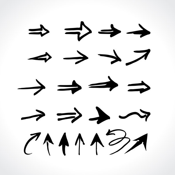 矢量箭头设置标记草图，手绘黑色箭头图片下载