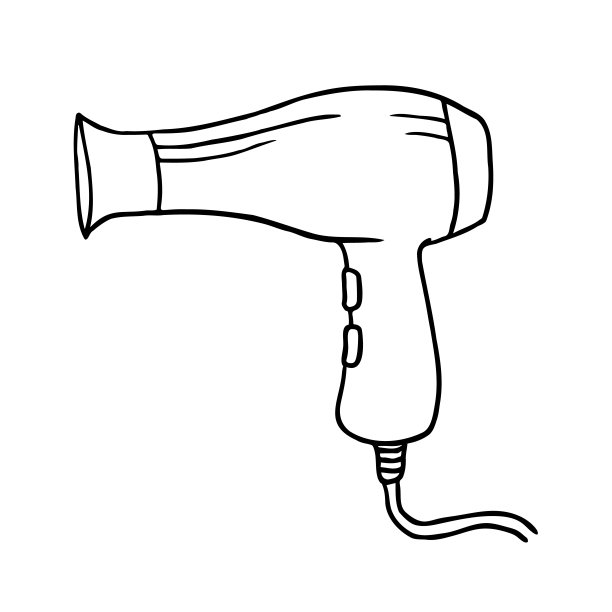 电吹风轮廓草图孤立在白色上图片下载